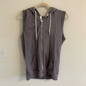 American Apparel Gray Sleeveless Hoodie Vest